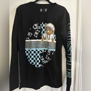 Hustle by Bailey Apparel Teddy Bear Streetwear Long Sleeved Tee T-Shirt Medium